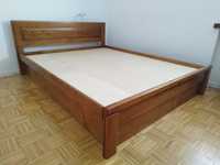 Łóżko drewniane bukowe 160x200 z pojemnikiem na pościel, materac