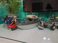 Playmobil Zestaw Łódź Policyjna Pojazd Amfibia Helikopter Skuter wodny