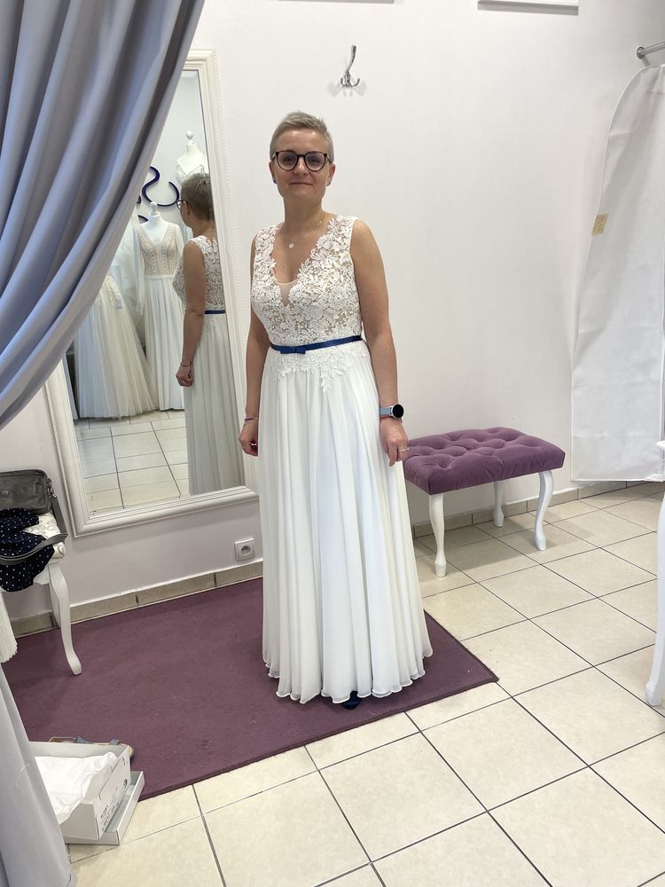Suknia ślubna ecru 158 cm 36/38
