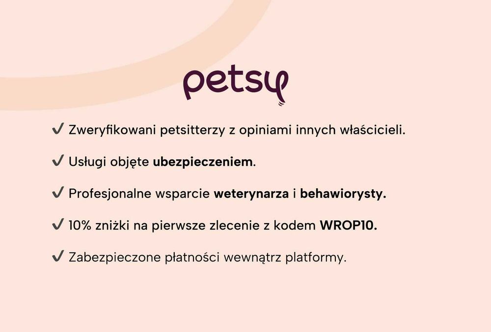 Olga petsitter na Petsy.pl, ceny od 35 zł, 10% rabatu z kodem WROP10