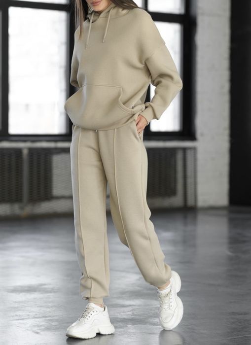 Жіночий спортивний костюм Staff lou beige oversize fleece