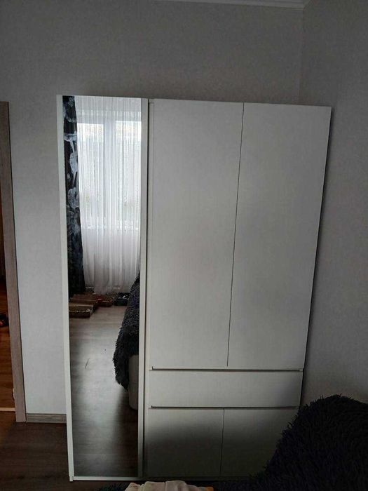 Нова Біла Шафа зі складу з дзеркалом 1221 х 520 х 2000 Белый шкаф