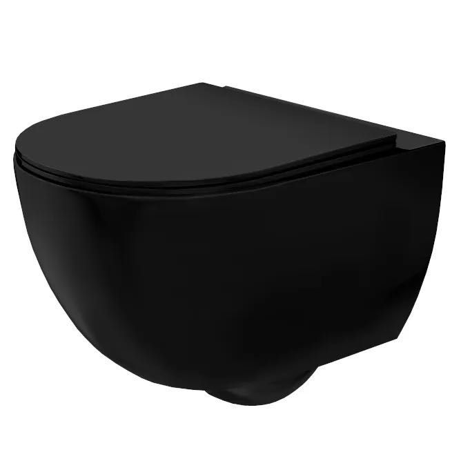Rea Carlo Mini miska WC z deską wolnoopadającą czarny mat REA-C8489