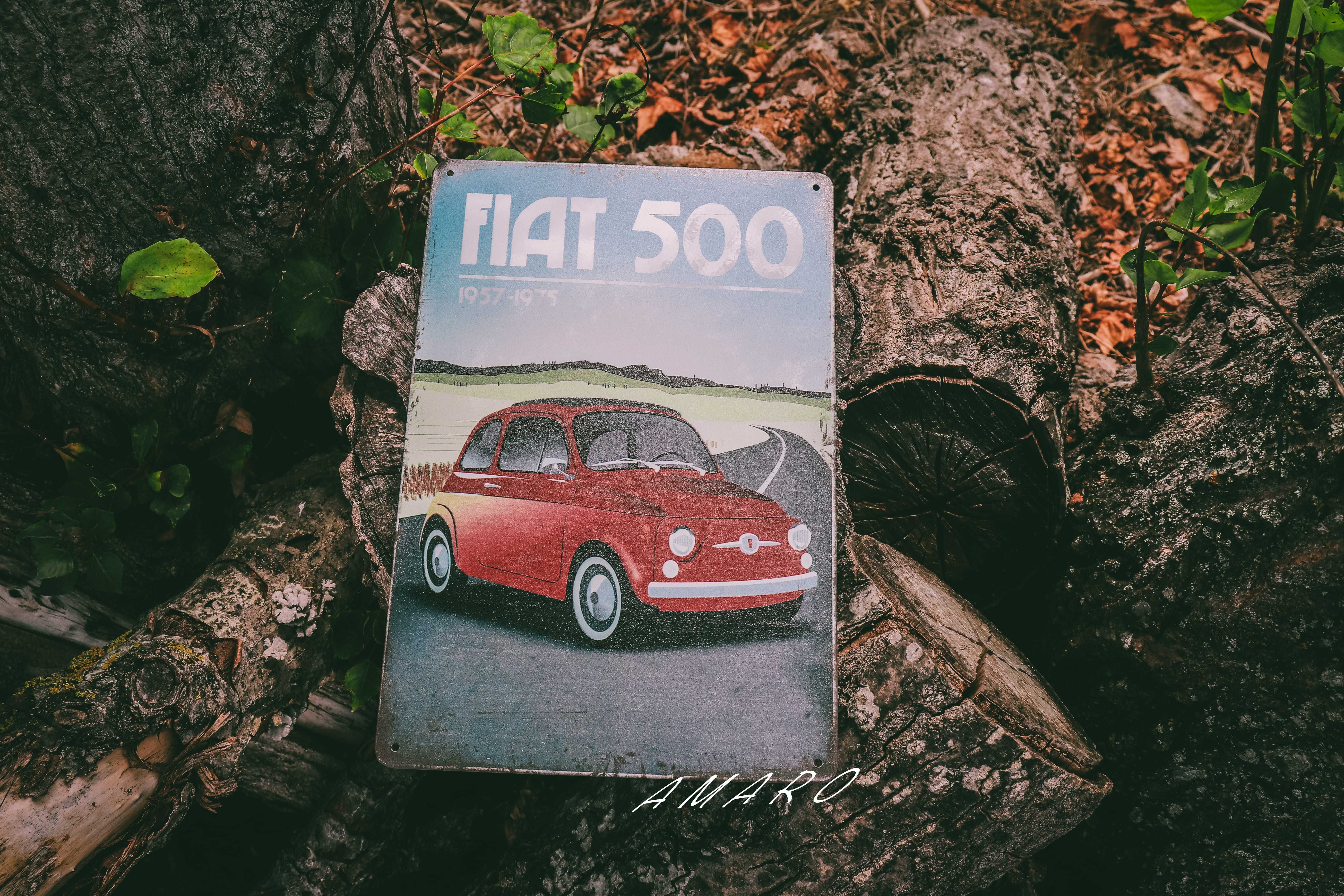 Placa/Chapa de Metal Vintage Retro Fiat 500| NOVA