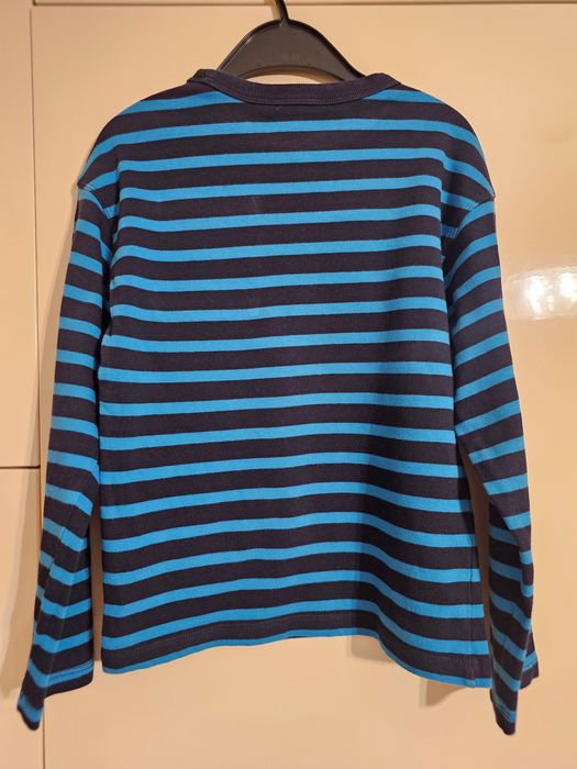 Longsleeve w paski niebiesko-granatowe, H&M, 122/128