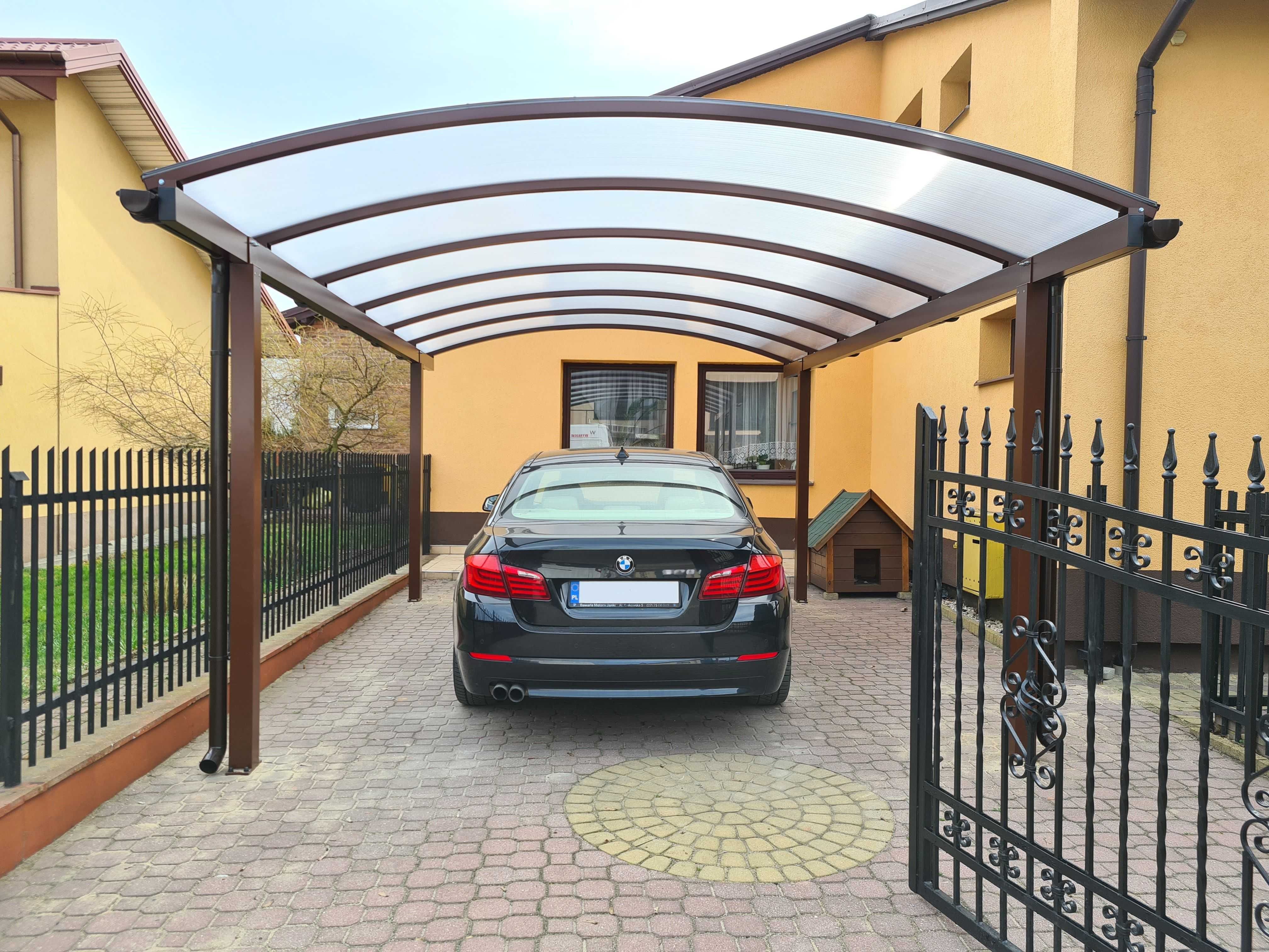 Wiata samochodowa na 1 samochód Aluminium poliwęglan antracyt
