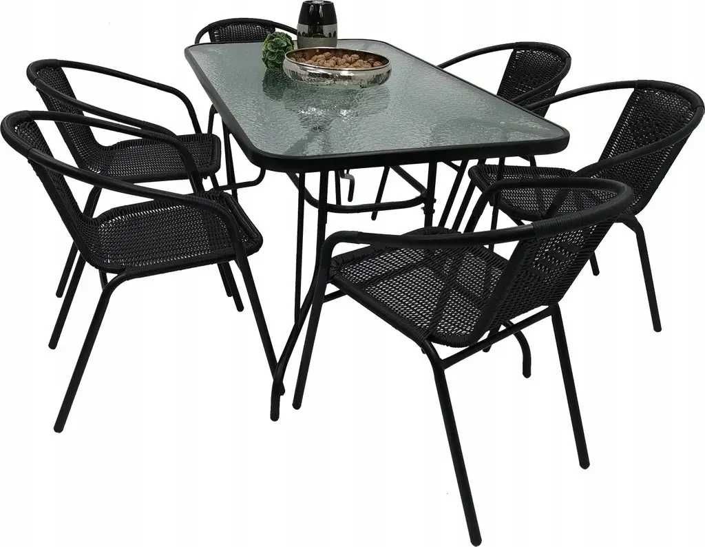 Комплект садових меблів стіл та стільці на терасу з штучного ротанку