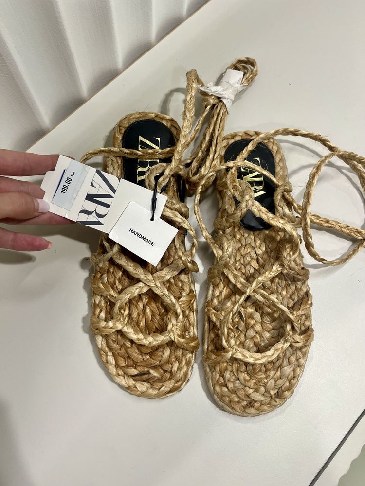 Rustykalne to uznane sandały z rafii Zara handmade nowe