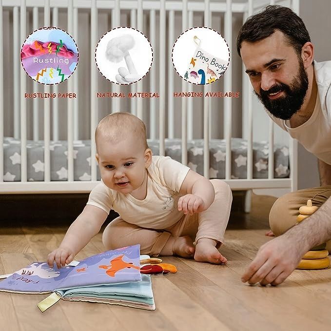 Sensoryczna książeczka Dino dla niemowląt szeleści