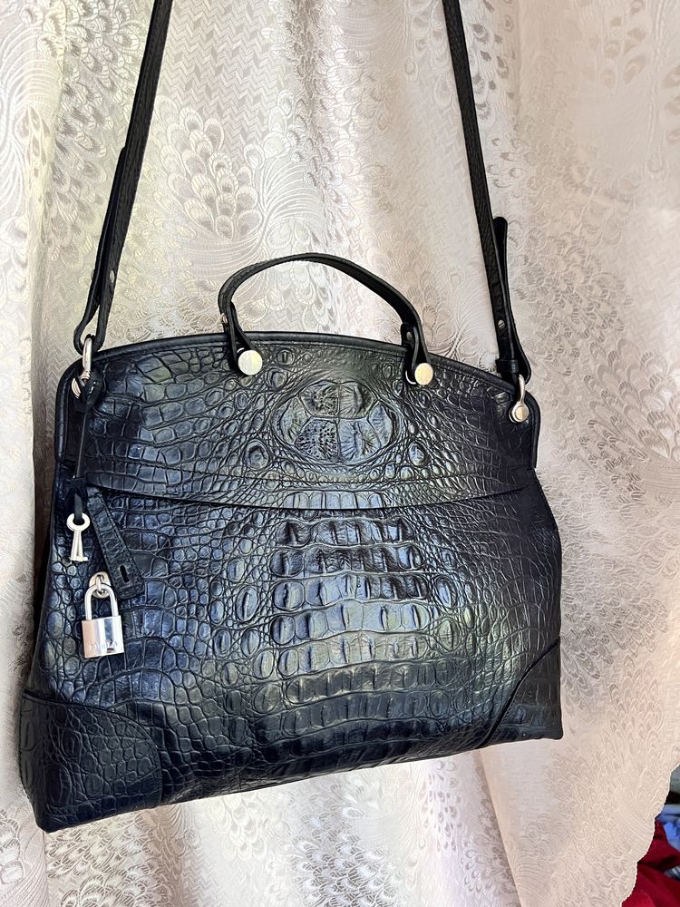 Сумка через плечо кожа натуральная Furla Black Croc оригинал