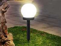 Lampa solarna ogrodowa kula 10 cm z czujnikiem zmierzchu – 4 szt Biała