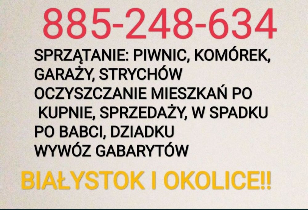 Sprzątanie,oczyszczanie likwidacja mieszkań,domów,piwnic,wywóz mebli