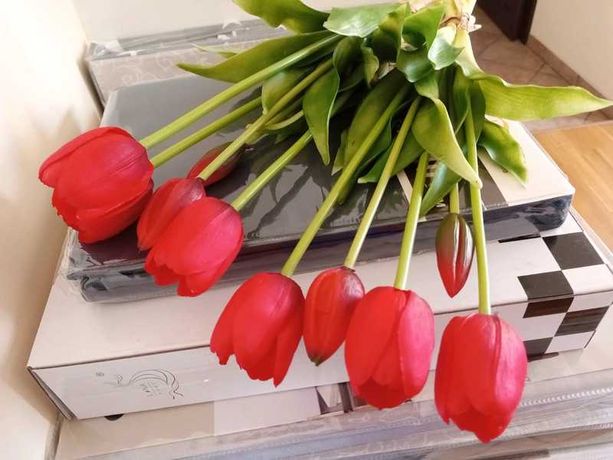 Tulipany silikonowe bukiet czerwony