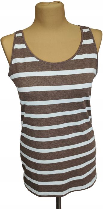 Janina basic brązowa bluzka top w paski rozm 40