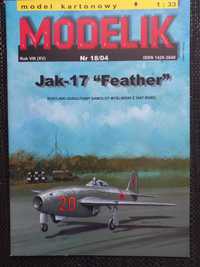 Model Kartonowy Modelik 18/2004 Myśliwiec JAK-17 FEATHER + LASERY