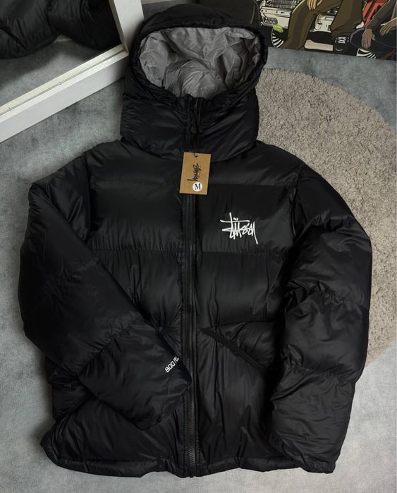 Пуховик Stussy, чоловічий, чорний, теплий, куртка зимня, якісна.
