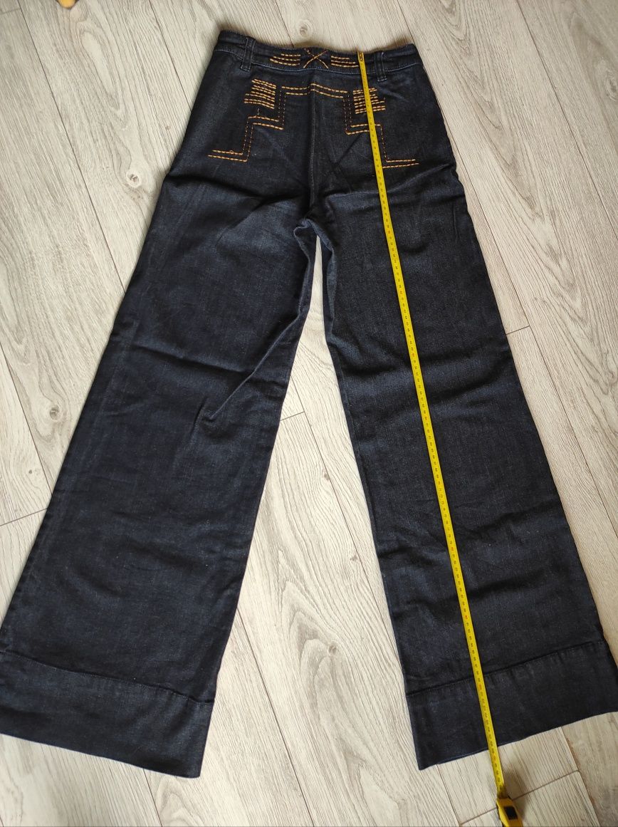 Spodnie jeans baggy parachute bawełna XS