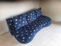 Kanapa niebieska z pojemnikiem, łóżko,  sofa, transport