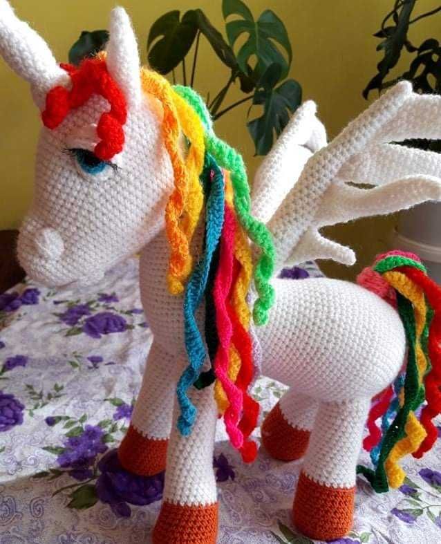 Słodki tęczowy jednorożec unicorn dla dziewczynki handmade