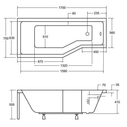 Ванна Акриловая Асеметрия Integra 170Х75/150х75 BESCO