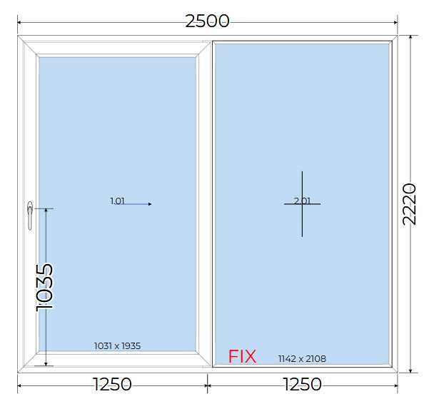 Okno PCV 2500x2220 mm/ 250x222 cm przesuwne SmartSlide - SKLADOKIEN.PL