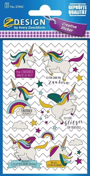 Naklejki papierowe, jednorożce. Avery Zweckform