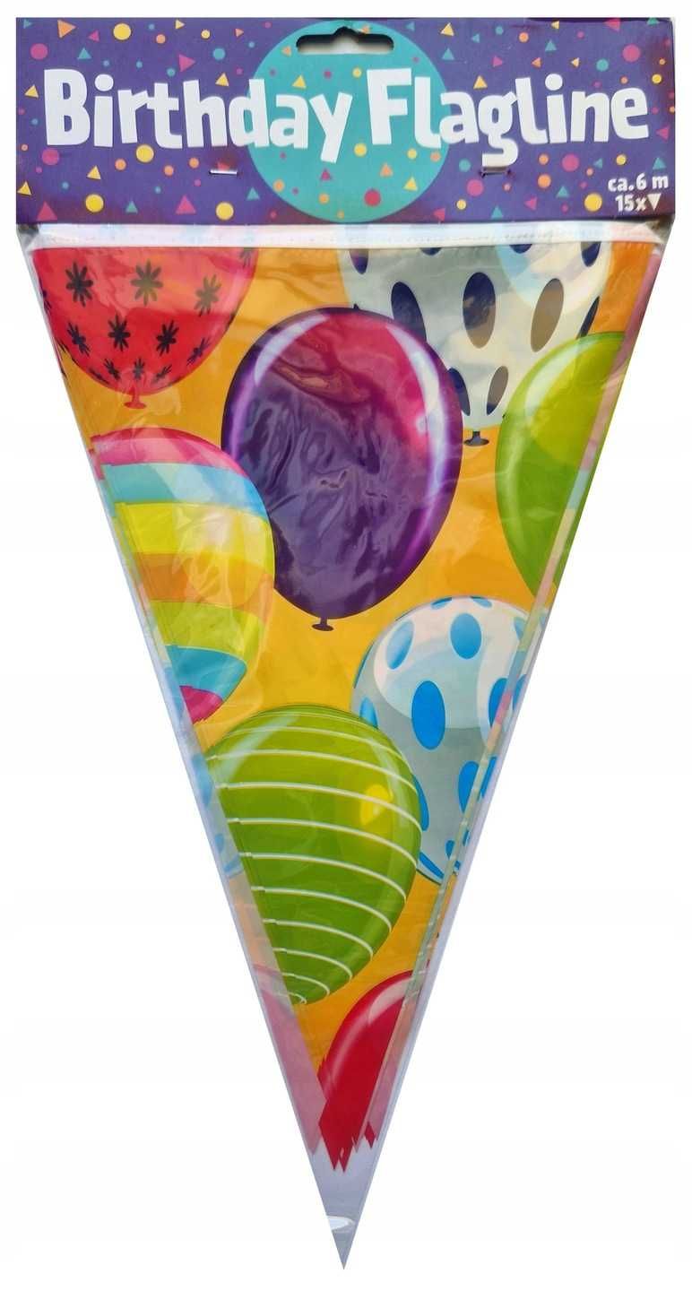 Girlanda z Chorągiewkami 6m – 15 Flagi – Dekoracja Urodzinowa