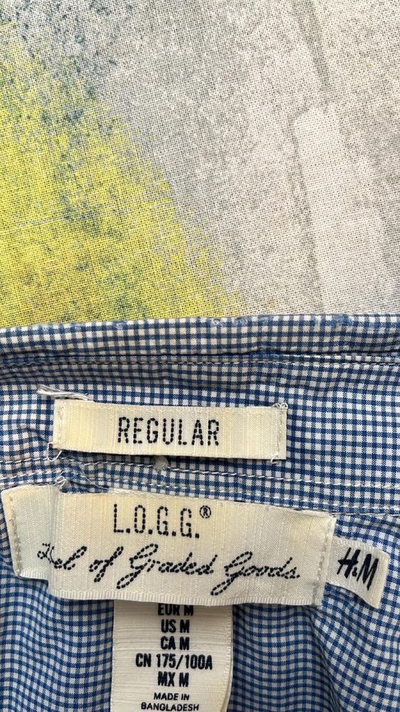 Koszula męska H&M regular M niebieska kratka błękitna z kieszenią