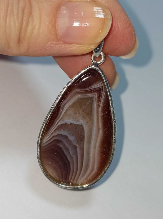 Кулон с ботсванским агатом. Агат Ботсвана в серебре.
