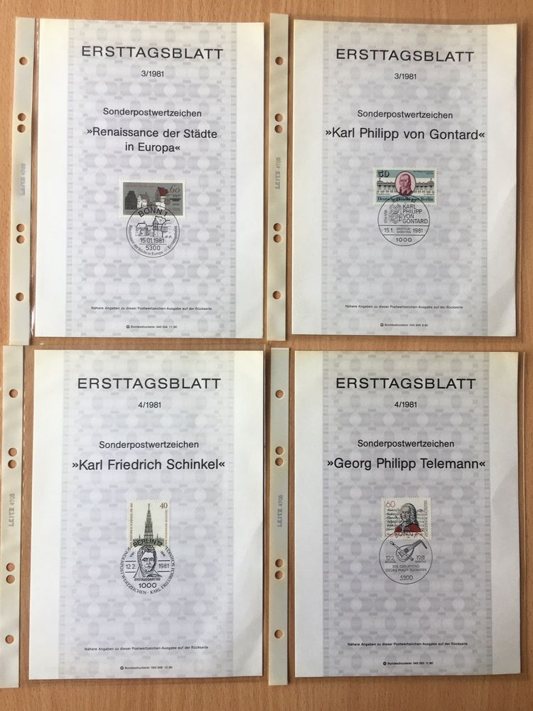 Znaczki RFN lata 80-te - Ersttagsblatty