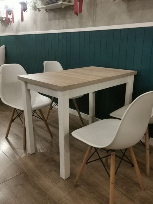 stół adam 100x60 biały mat / dąb sonoma