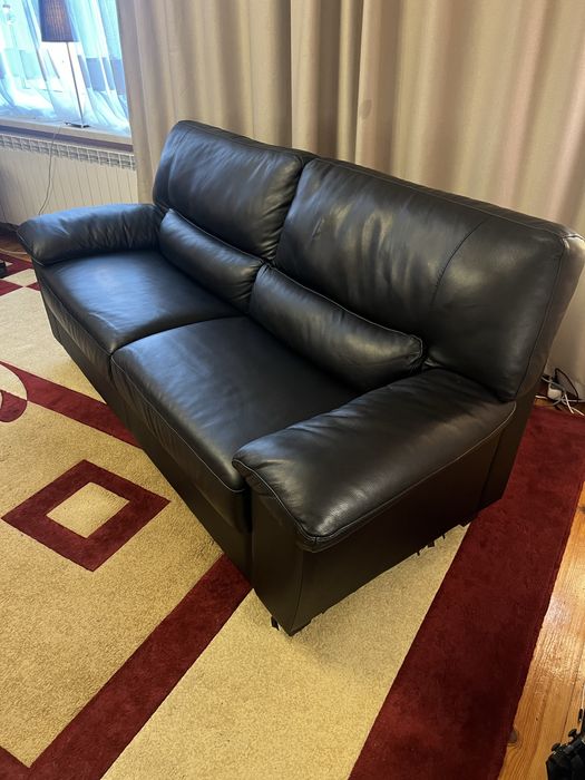 Чорний Шкіряний Диван з натуральної шкіри з Данії