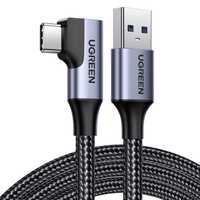 Kabel kątowy Ugreen US385 USB-A / USB-C 90º 5Gb/s 3A 1m - czarny