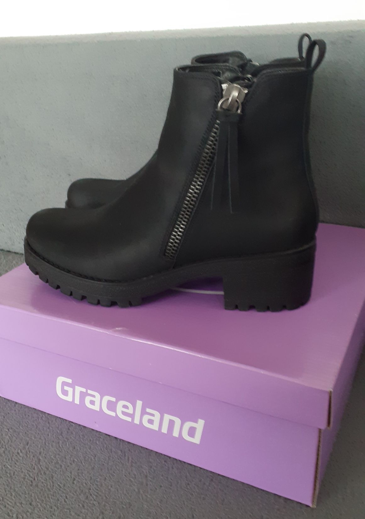 Kozaki trzewiki czarne Graceland Deichmann 38