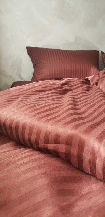 Premium Страйп Сатин Жакард полуторний двушка євро сімейний