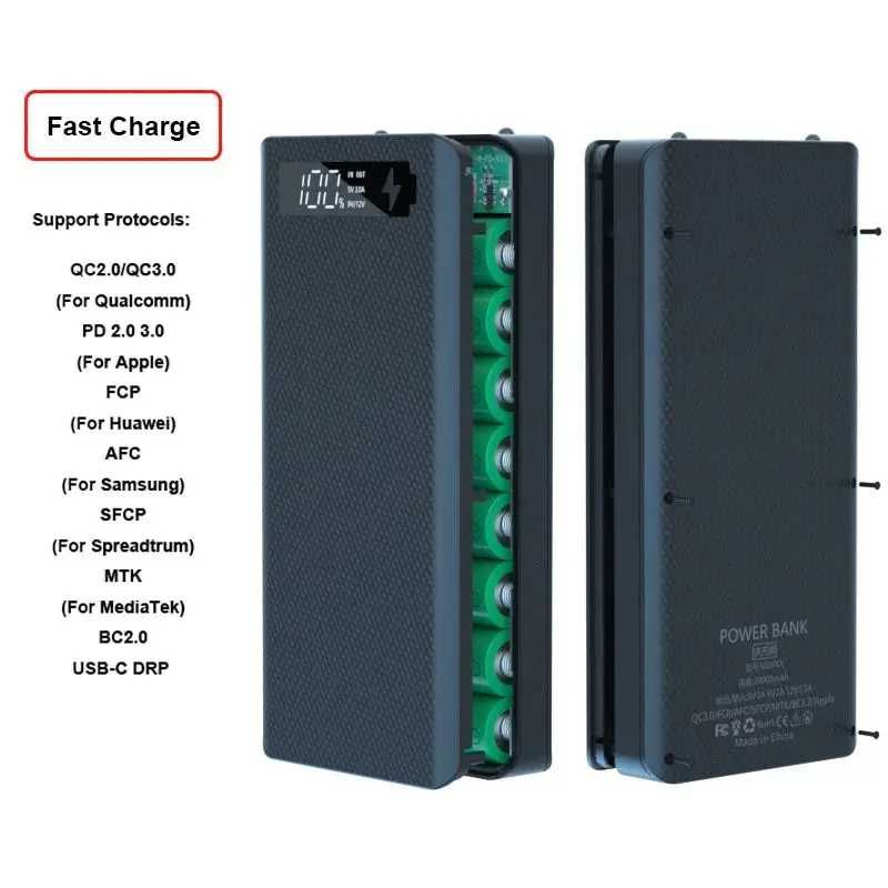 Powerbox корпус коробка с платой для 8 батарей 18650 павербанка 2 USB