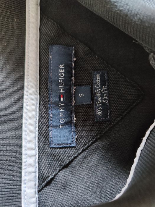 Czarna bluzka długi rękaw polo kołnierzyk męska Thommy Hilfiger S