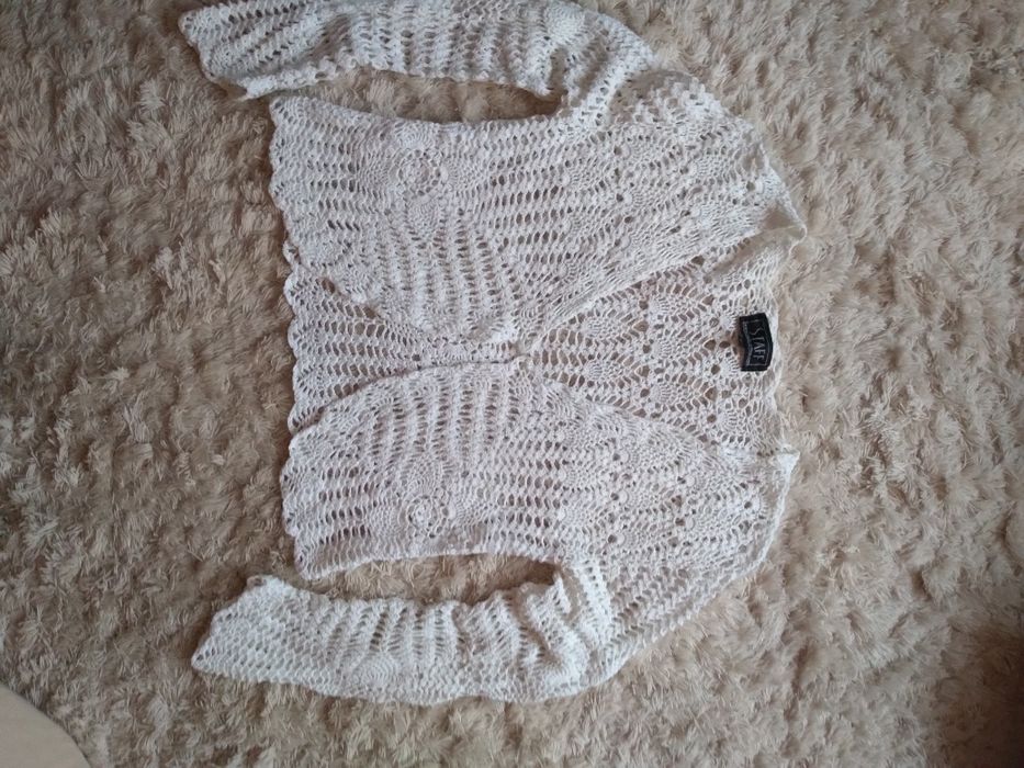 Wdzianko koronkowe sweter ażurowy biały 42 - 44 xl