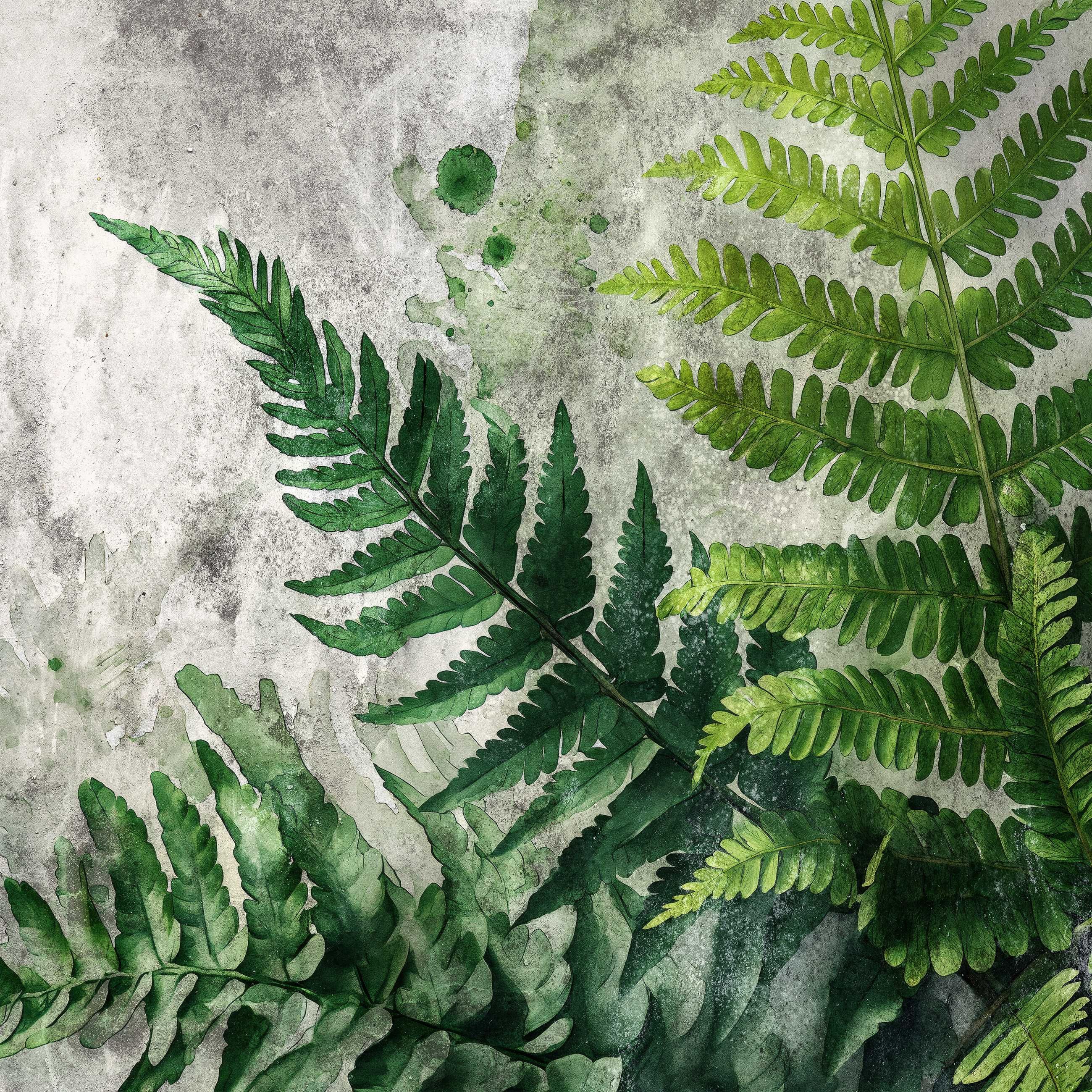 Fototapeta Natura Paproć Kwiaty Zieleń Beton 3D Twój Rozmiar + KLEJ