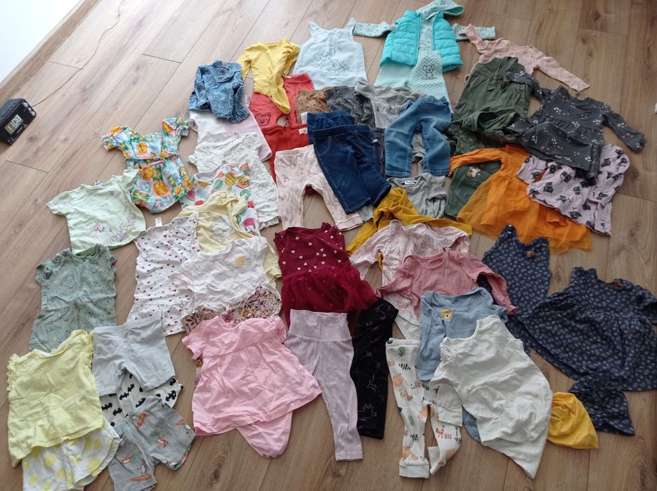 Mega paka ubrań 74/80 dla dziewczynki wiosna lato