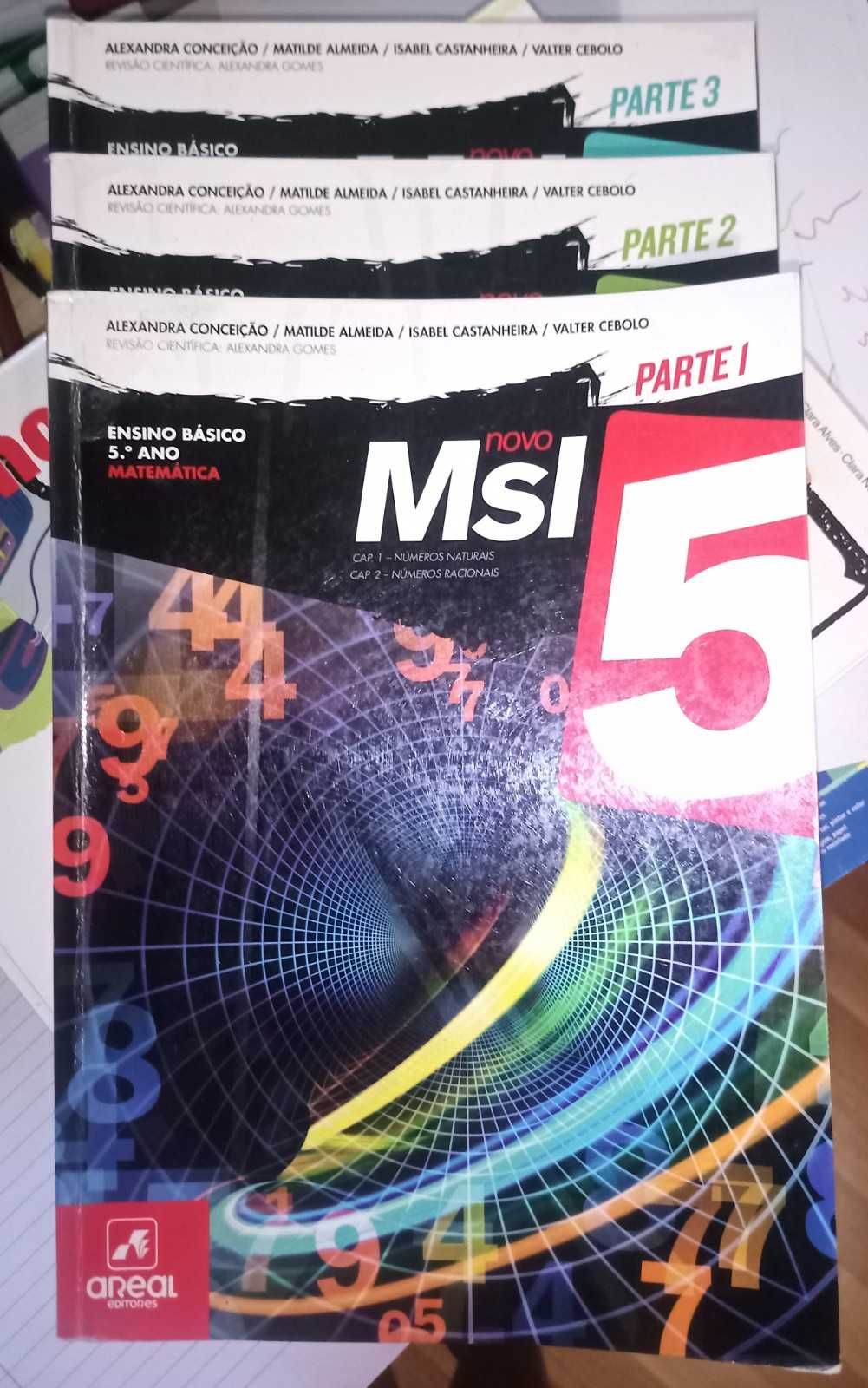 Livros de Matemática 5º ano "MSI 5", da areal (3 partes)