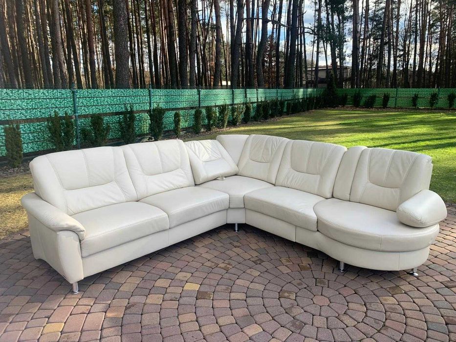 wohnwert niemiecki narożnik skóra naturalna ekrii