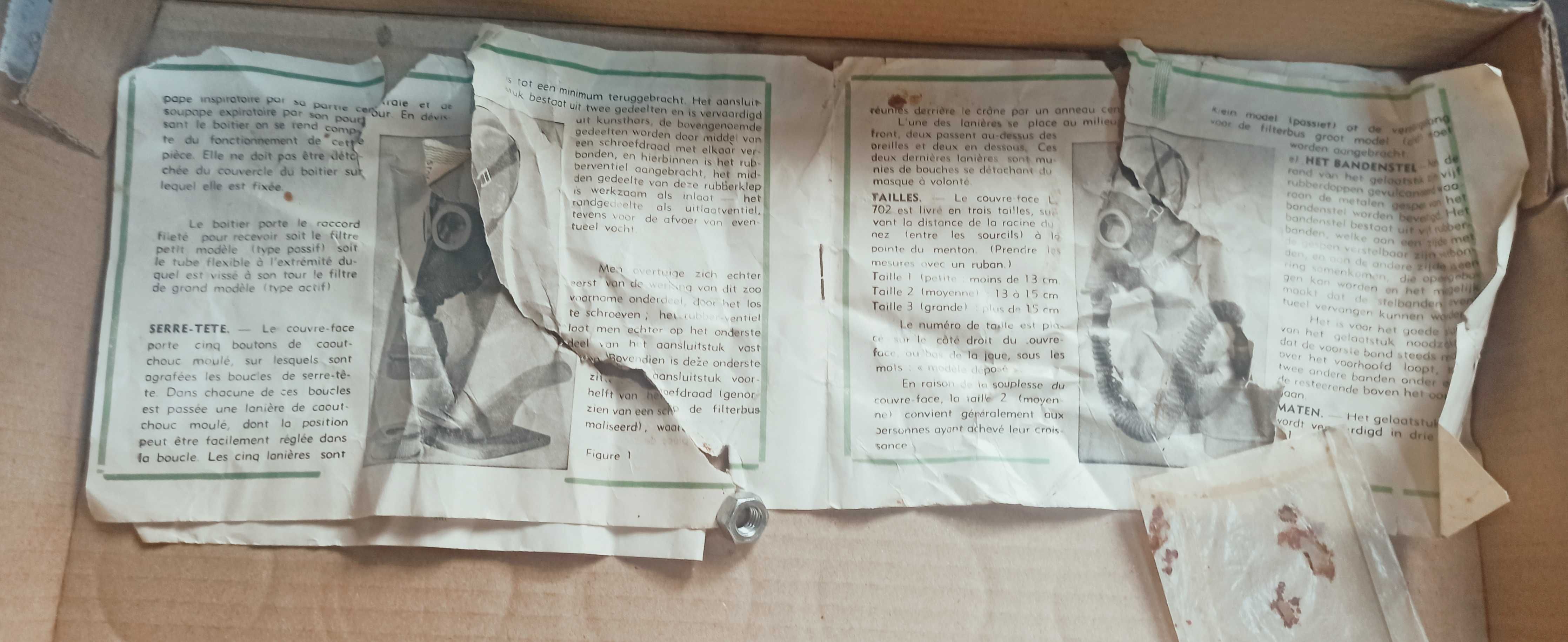 Maska gazowa 1939 r. Kompletna pojemnik instrukcja okular