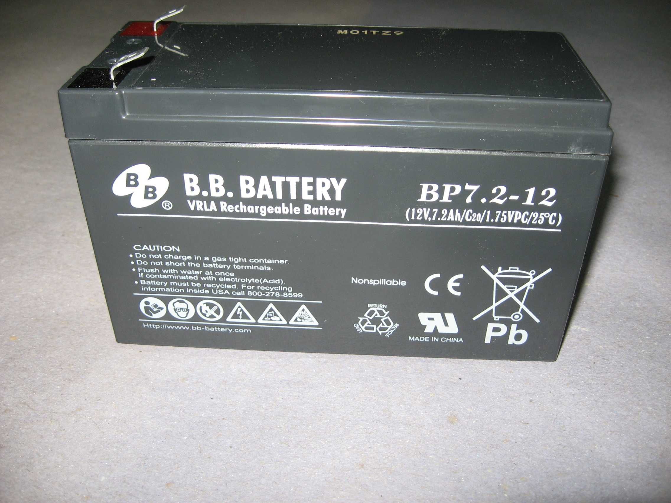 Акумулятор BB Battery ВP 7,2-12 (12В 7,2Аг),HR 9-12 FR (12B 9Аг)