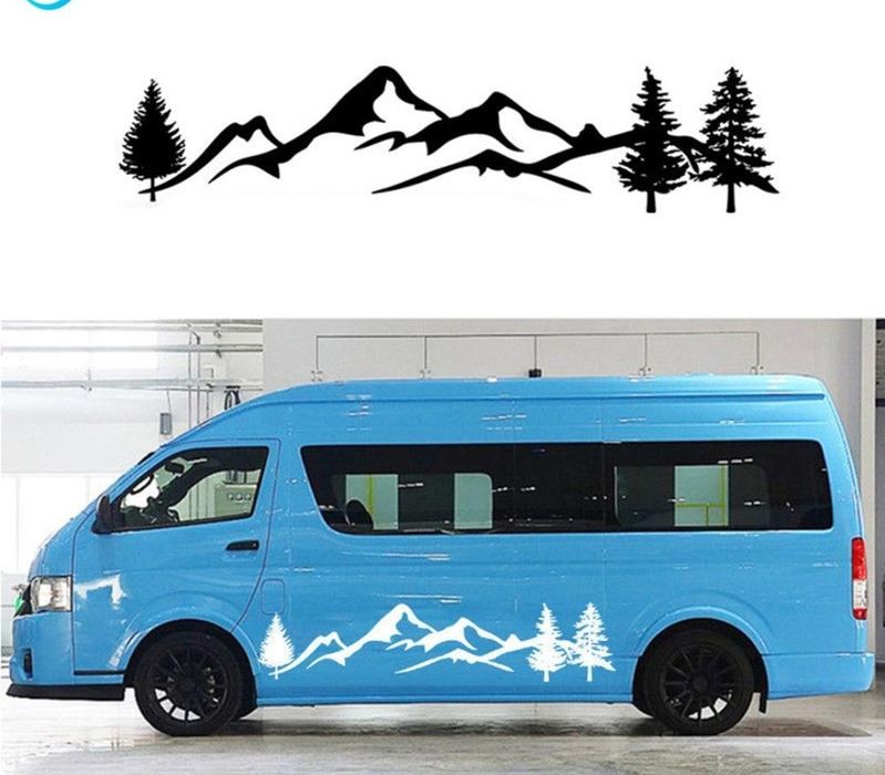 Góry las  - 100cm x 20cm - naklejka na KAMPERA auto ścianę