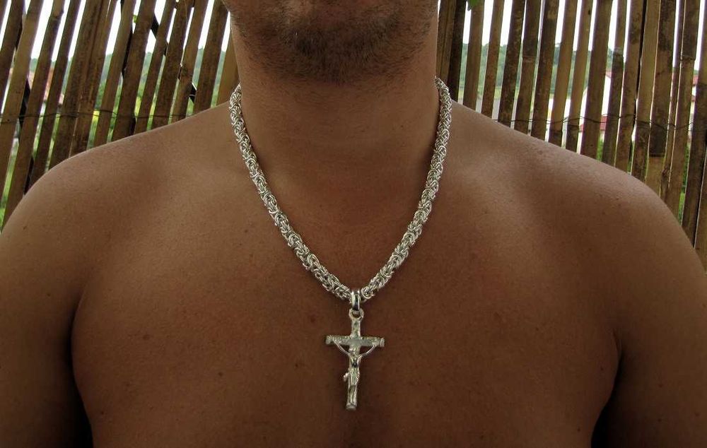 55cm 6,5mm 85g Łańcuszek Bizantyjski-królewski srebro pr925