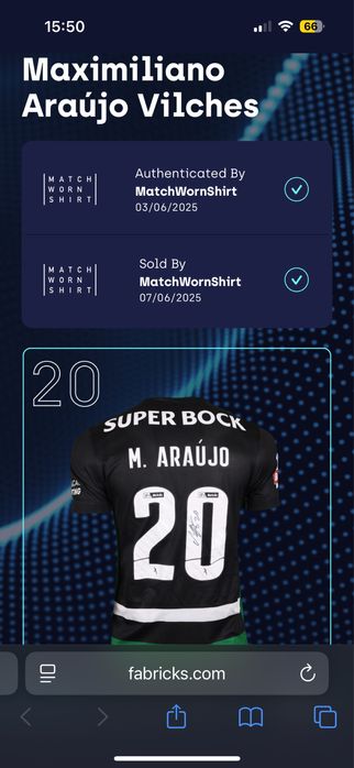 Match Worn Shirt Autografada Sporting Clube de Portugal