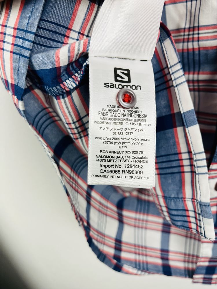 Biała koszula w kratę męska trekkingowa Salomon shirt rozmiar XL fit L