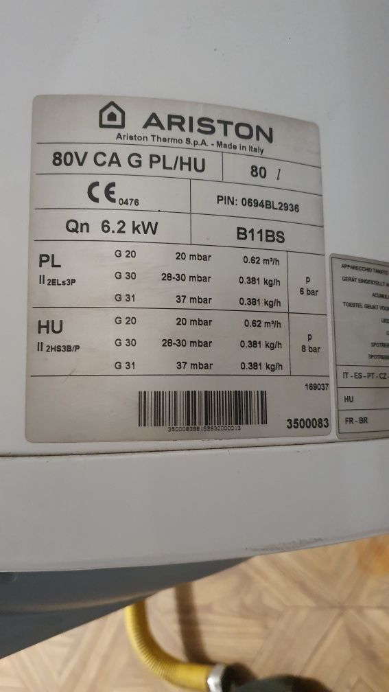 Bojler gazowy podgrzewacz wody Ariston 80l