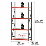 Regał magazynowy 4-półkowy FORTIS Mega-M 240x167x60 cm moduł bazowy